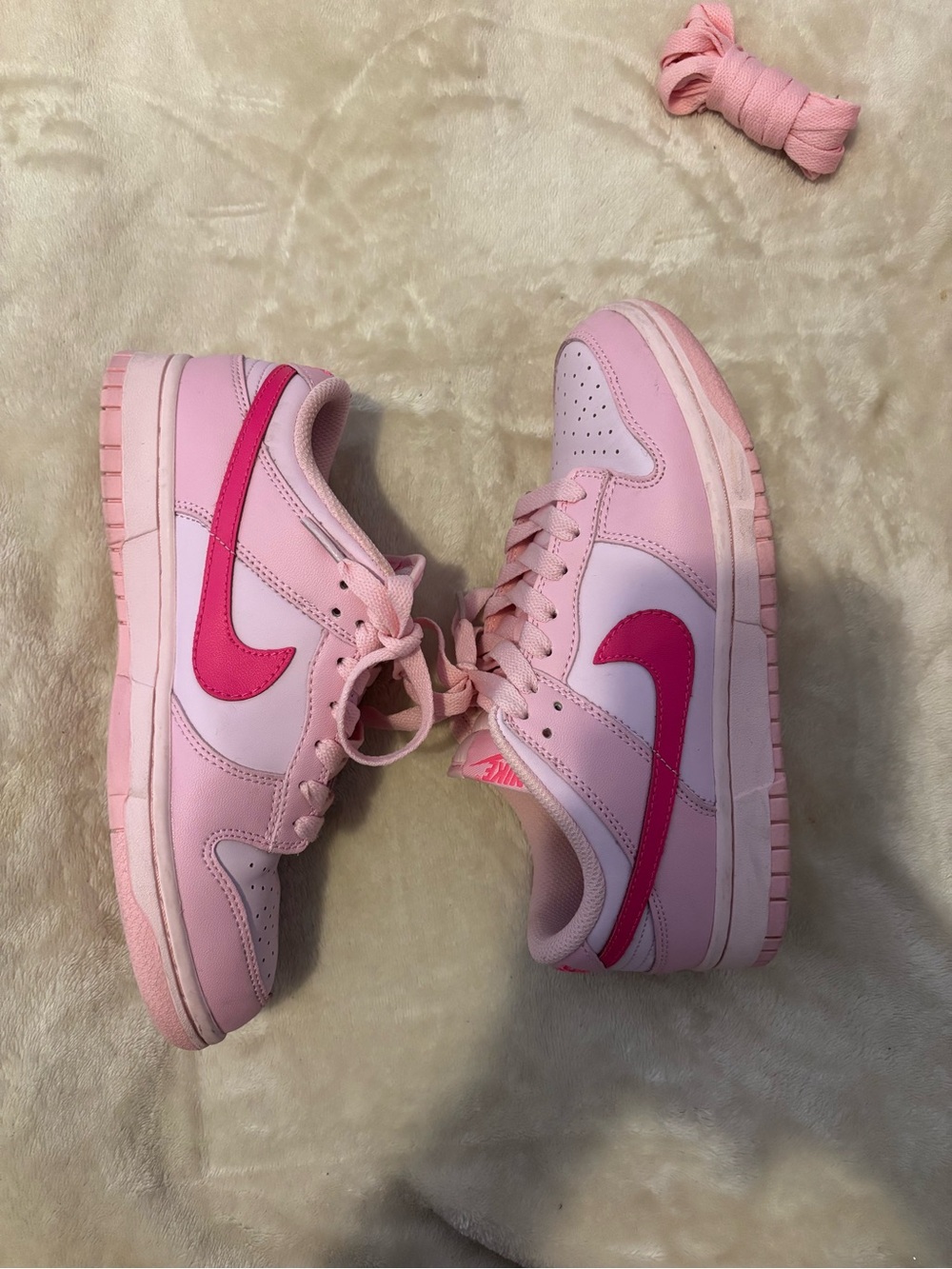 Nike Pink Low-Top Sneakers with Hot Pink Swoosh